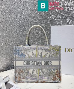Túi xách Dior Book Tote cao cấp chất liệu vải màu xám size 36cm