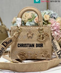 Túi xách Dior Lady cao cấp canvas màu nude size 24cm
