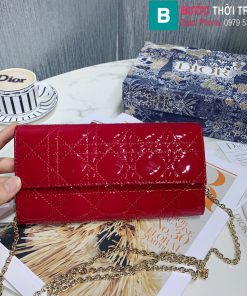 Túi xách Dior Lady cao cấp da bò màu đỏ size 21cm