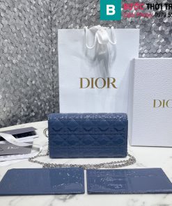 Túi xách Dior Lady cao cấp da bò màu xanh size 22cm