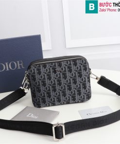 Túi xách Dior Oblique cao cấp chất liệu vải màu xám size 17cm
