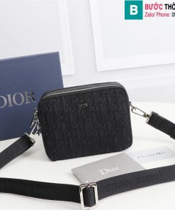 Túi xách Dior Oblique cao cấp chất liệu vải màu đen size 17cm