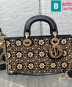 Túi xách Dior Lady cao cấp da bò màu đen size 26cm