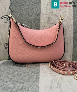 Túi xách Valentino Gravani Rockstud cao cấp da bò màu hồng size 25cm