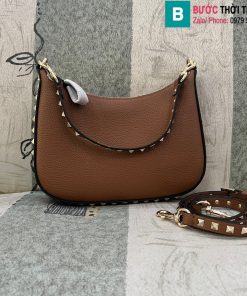 Túi xách Valentino Gravani Rockstud cao cấp da bò màu nâu size 25cm