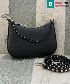 Túi xách Valentino Gravani Rockstud cao cấp da bò màu đen size 25cm