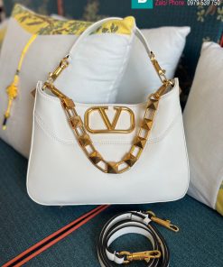 Túi xách Valentino Gravani Stud Sign Hobo cao cấp da bò màu trắng size 28cm