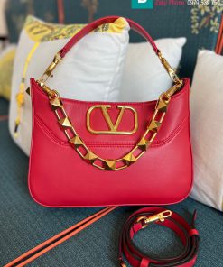 Túi xách Valentino Gravani Stud Sign Hobo cao cấp da bò màu đỏ size 28cm