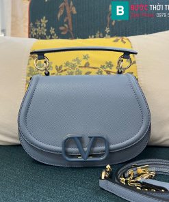 Túi xách Valentino Gravani Vsling cao cấp da bò màu xanh nước size 22cm
