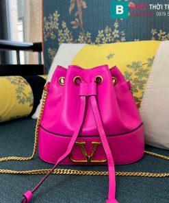 Túi xách Valentino Vlogo Signature cao cấp da cùu màu hồng đậm size 20cm