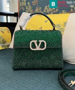 Túi xách Valentino Vsling cao cấp da bê màu xanh lá thẫm size 19cm