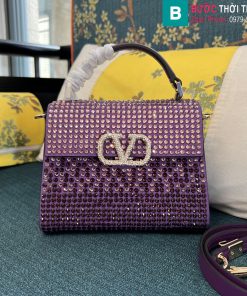 Túi xách Valentino Vsling cao cấp da bê màu tím thẫm size 19cm