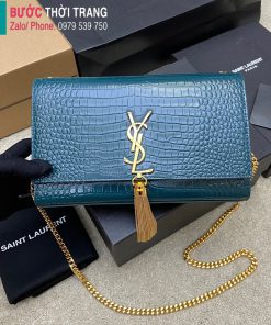 Túi xách YSL Kate cao cấp da cá sấu màu xanh size 24cm