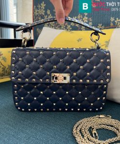 Túi đeo chéo Valentino cao cấp da cừu màu xanh đen size 24cm