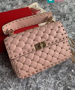 Túi đeo chéo Valentino cao cấp da cừu màu hồng size 24cm