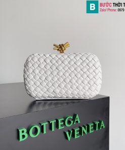 Ví cầm tay Bottega Veneta Knot cao cấp da cừu màu trắng size 20.5cm