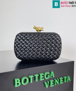 Ví cầm tay Bottega Veneta Knot cao cấp da cừu màu đen size 20.5cm
