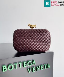 Ví cầm tay Bottega Veneta Knot cao cấp da cừu màu đỏ đô size 20.5cm