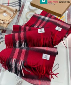Khăn choàng Burberry cashmere màu đỏ