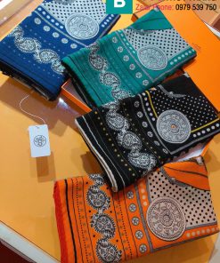 Khăn choàng vuông Hermes vải lụa cashmere màu xanh