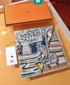 Khăn choàng vuông Hermes vải cashmere size 70x70cm