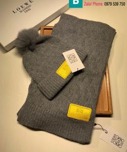 Khăn quàng và mũ Loewe len màu xám