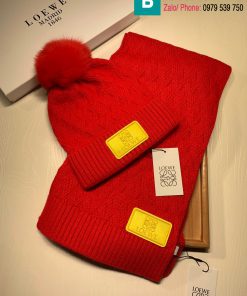 Khăn quàng và mũ Loewe len màu đỏ