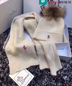 Khăn quàng và mũ Moncler len màu trắng
