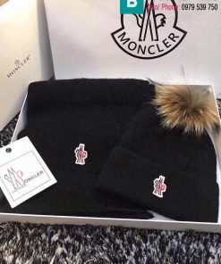 Khăn quàng và mũ Moncler len màu đen