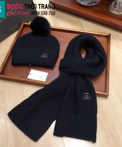 Khăn quàng và mũ gucci len màu đen