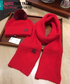 Khăn quàng và mũ gucci len màu đỏ