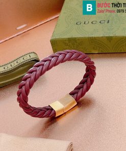 Vòng tay Gucci da bò đan màu đỏ đô