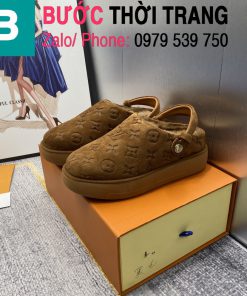 Dép sục quai hậu LV Time out lót bông màu nâu