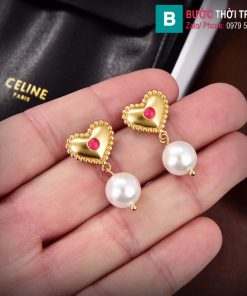 Bông tai Celine Prelous trái tim ngọc trai cao cấp