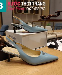Giày cao gót Prada Draging Series mũi nhọn cao 6.5cm màu xanh