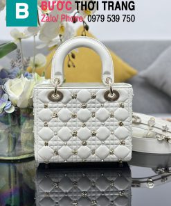 Túi xách Dior Lady màu trắng đính họa tiết bướm cực đẹp size 20cm