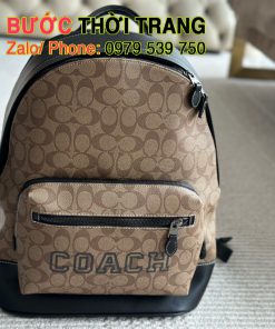 Ba lô coach size 32x41 cm, màu đen và nâu nhã nhặn, thích hợp cho việc đi học hay các chuyến du lịch