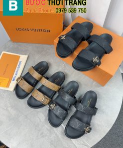 Dép bệt lv unisex 3 màu: đen, nâu, ghi đen thoáng mát