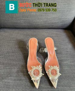 Giày cao gót quai trong Amina＆Muaddi lấp lánh họa tiết mặt trời cực đẹp