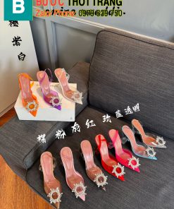 Giày cao gót quai trong Amina＆Muaddi lấp lánh  đủ màu 9,5 cm
