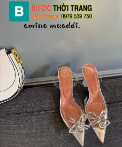 Giày cao gót quai trong Amina＆Muaddi lấp lánh cực đẹp 7,5 cm