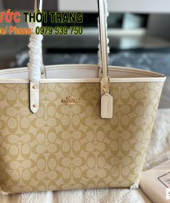 Túi Coach shopping màu nâu nhạt size 35cm đựng được nhiều đồ