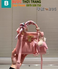 Túi Hermes Kelly màu hồng da bò mềm mại size 20, 25 và 28cm