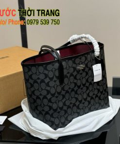 Túi xách Coach tote cỡ lớn size 35cm màu xanh đen