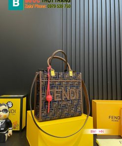 Túi xách FENDI tote size 24x26 cm, chất liệu vải cứng chuẩn from