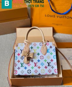 Túi xách LV onthgo họa tiết monogram màu trắng size 25cm