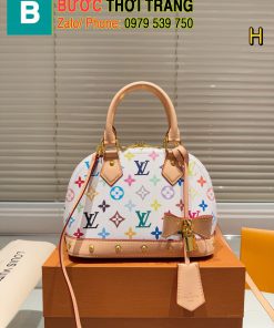 Túi xách Lv alma màu trắng logo chữ màu sắc size 25 cm