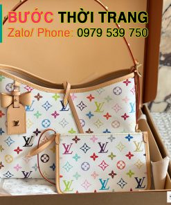 Túi xách Lv caryall màu trắng họa tiết chữ màu sắc ấn tượng size 30 cm