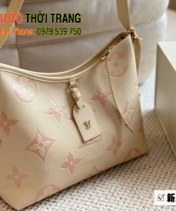 Túi xách Lv caryall màu trắng ngà logo chữ hồng cực đẹp size 20 cm