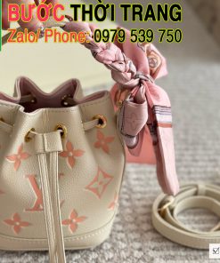 Túi xách Lv nano màu trắng ngà size 13x16 cm kèm khăn